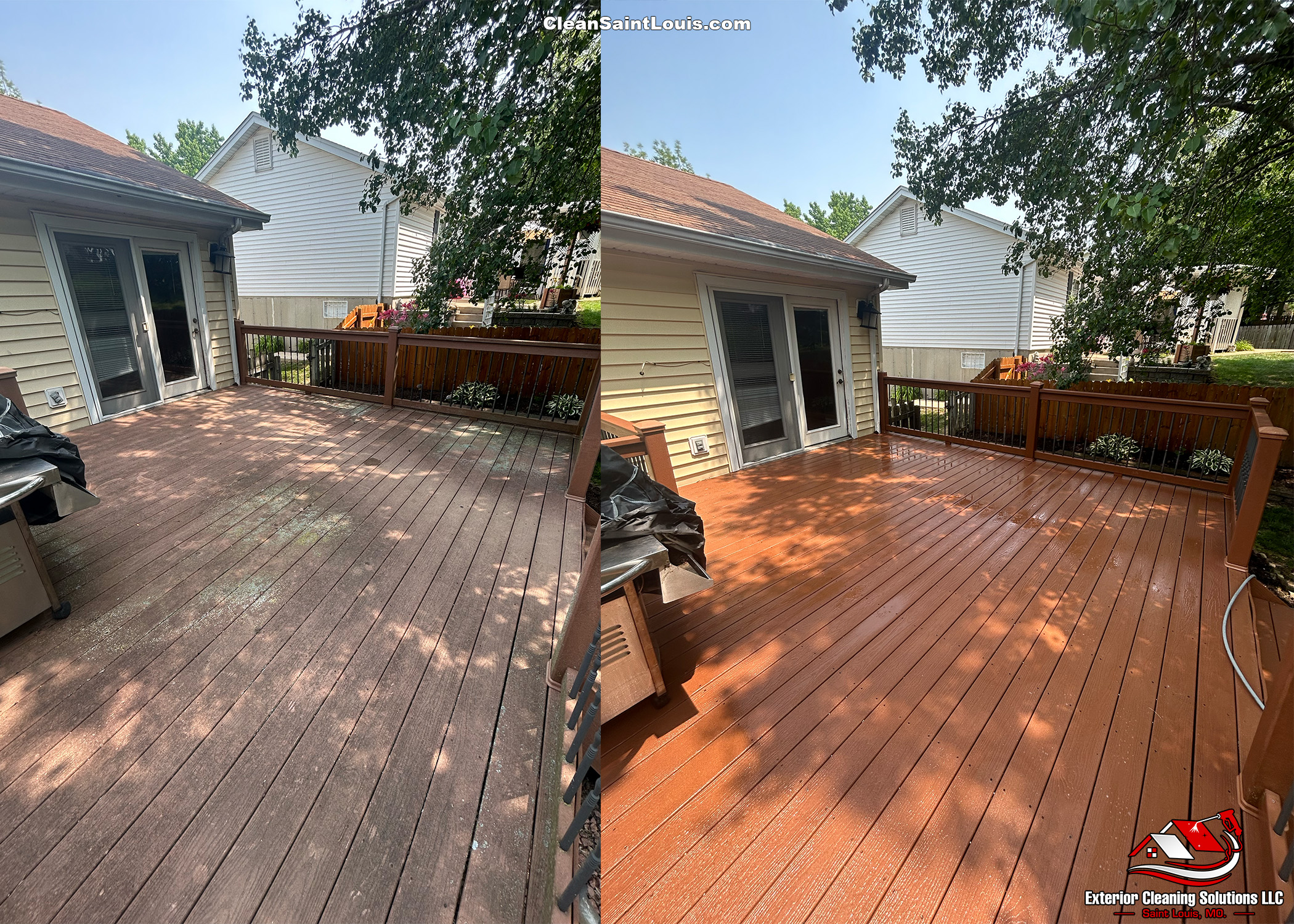 Low Pressure Composite and Vinyl Deck Cleaning in Saint Louis, Missouri.