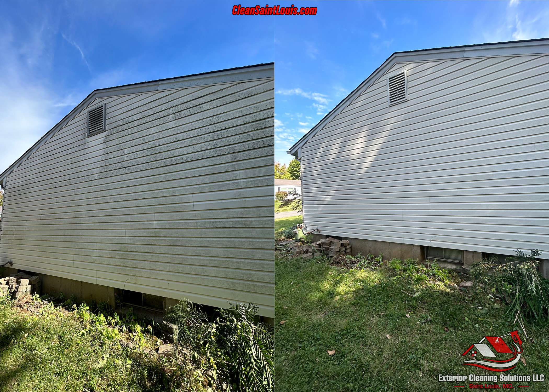 Low Pressure Vinyl Siding Cleaning and House Washing Near Saint Charles Missouri.