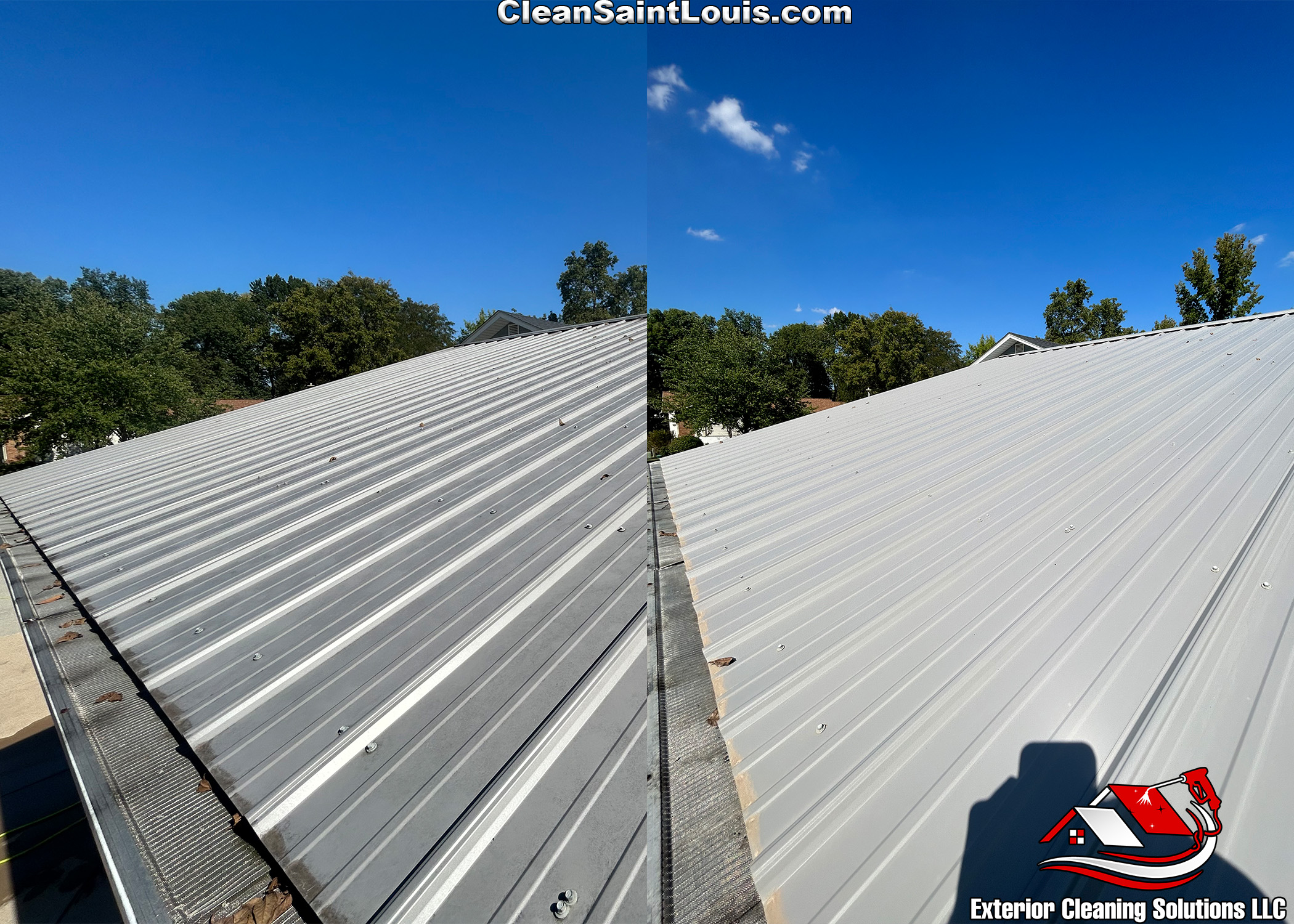 Metal Roof Cleaning in Saint Peters, Missouri.